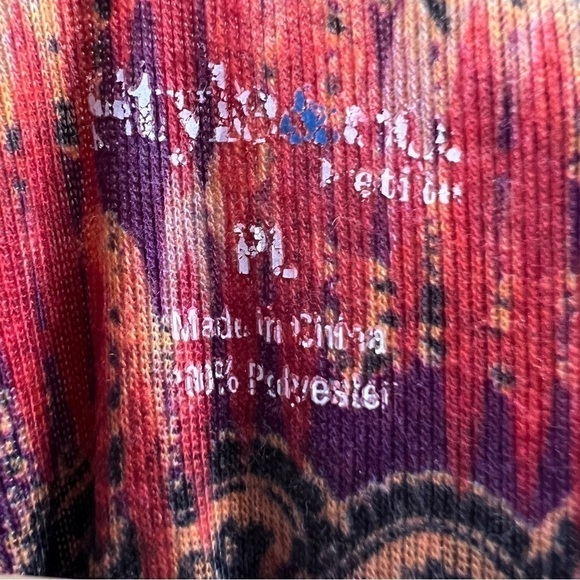 Style & Co. Multicolored Rhinestone V Neck Top, 3/4 Sleeve, size Large petite - Picture 2 of 4